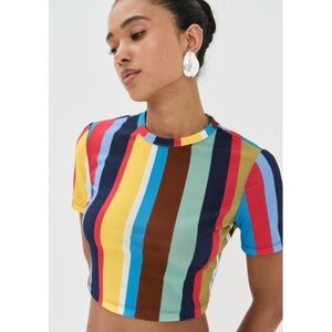 STAUD- FERNANDA COVERUP TOP MARKET STRIPE XS